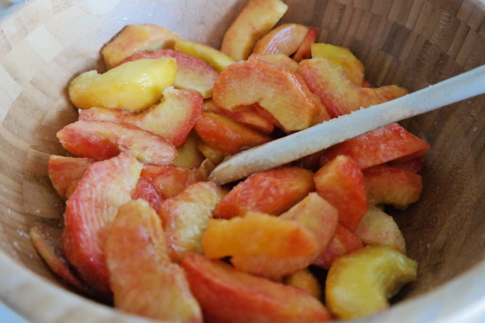 Slices of peaches