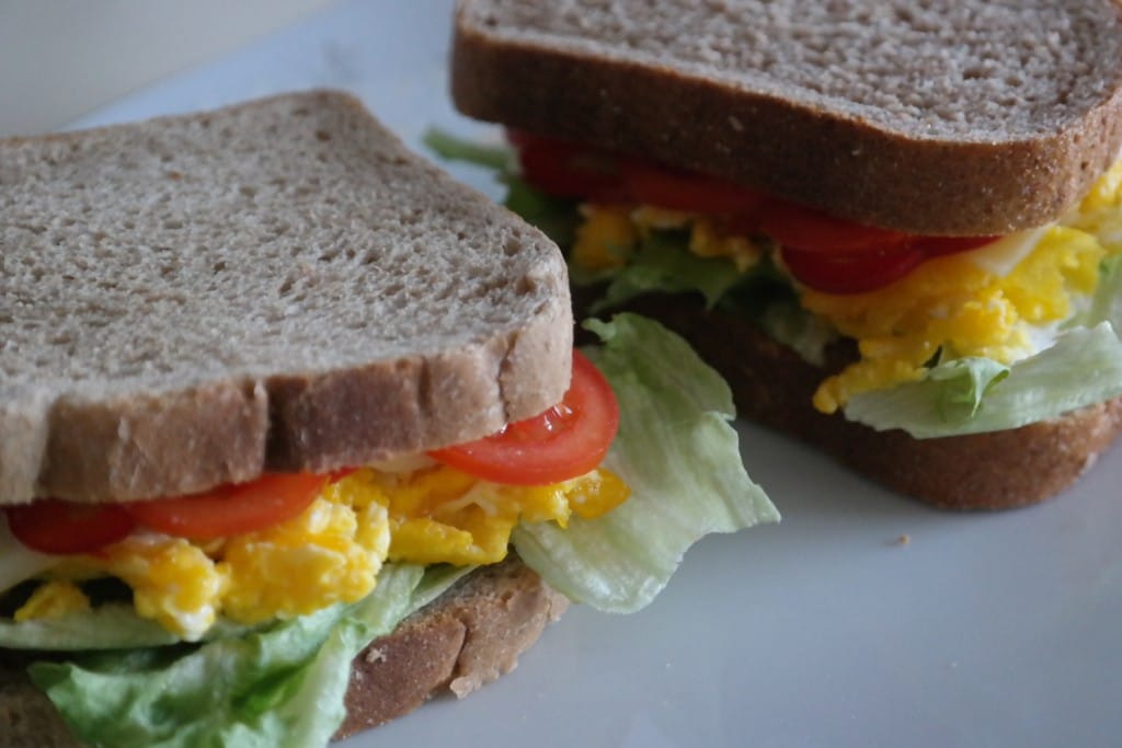 Scrambled eggs sandwich