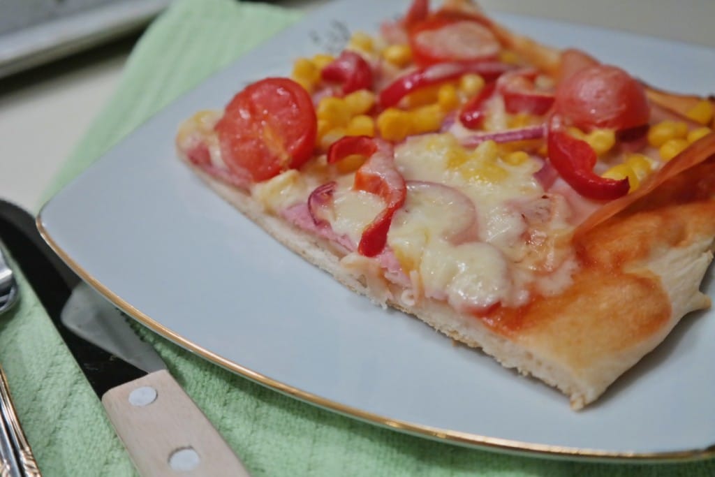A slice of homemade pizza