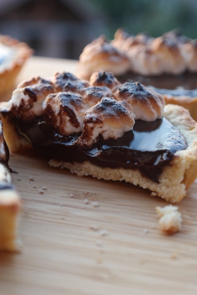 The section of chocolate tart