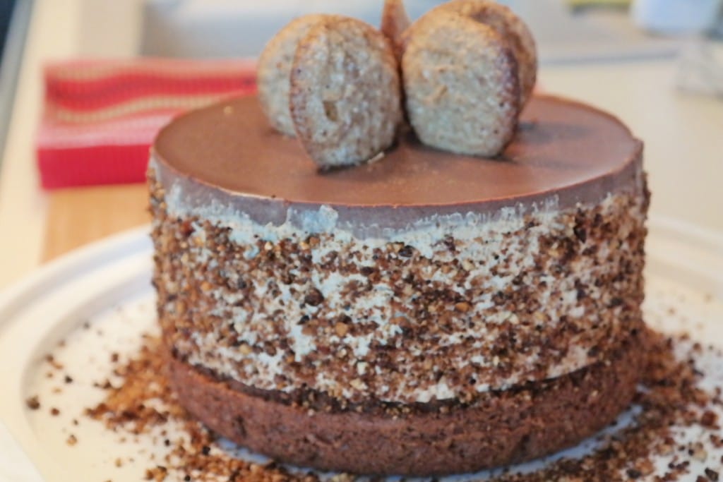 A delicious cake with almonds and nuts
