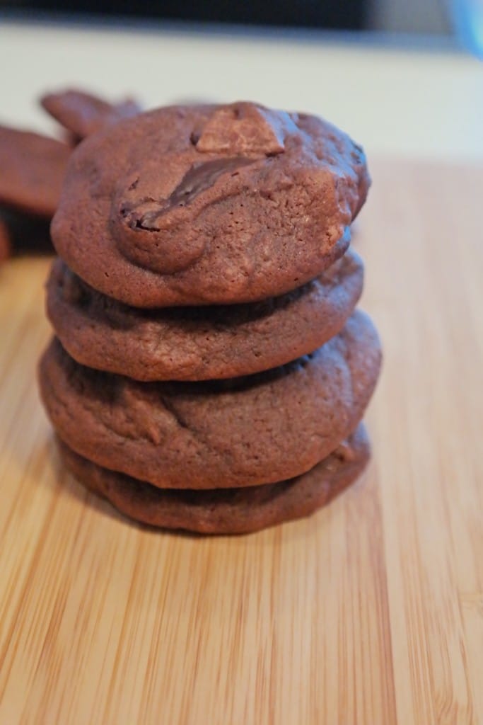 A pile of chocolate chip cookies
