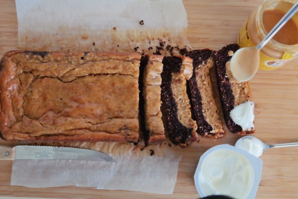 Black and white protein cake