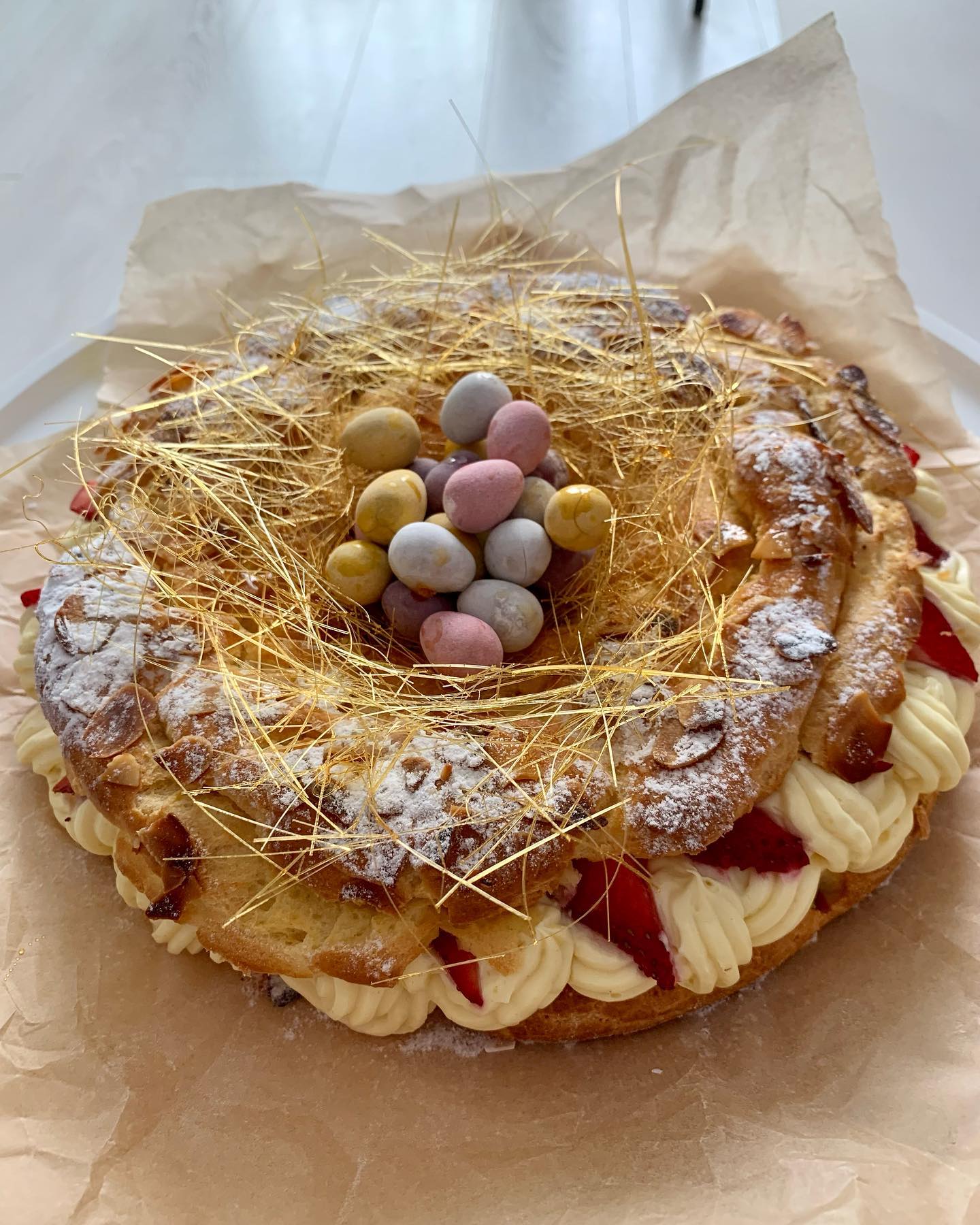 Happy Easter! π£ππ° πͺΊ
.
.
.
.
#bake #baking #easter #easterbaking #parisbrest #homemade #homebaked #instagood #instapic #cake #vanilla #strawberry #dessert #food #delicious #foodblogger #foodblog