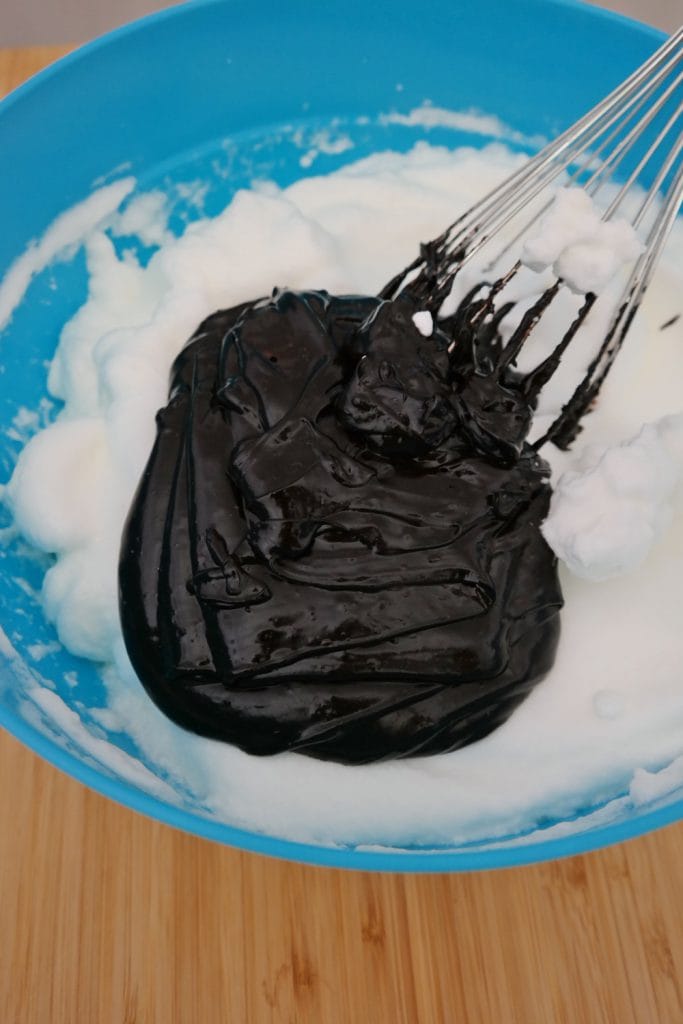 Homemade chocolate ice cream before combined