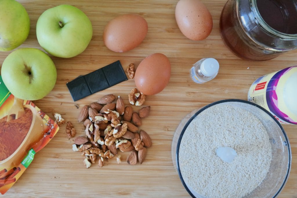 Healthy apple bread ingredients
