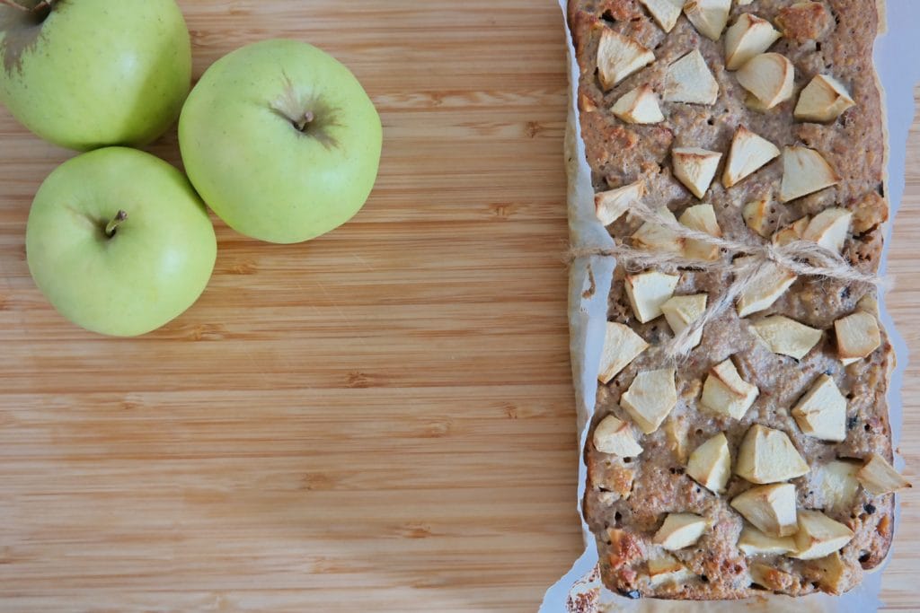No sugar apple bread after baking with apples on the side