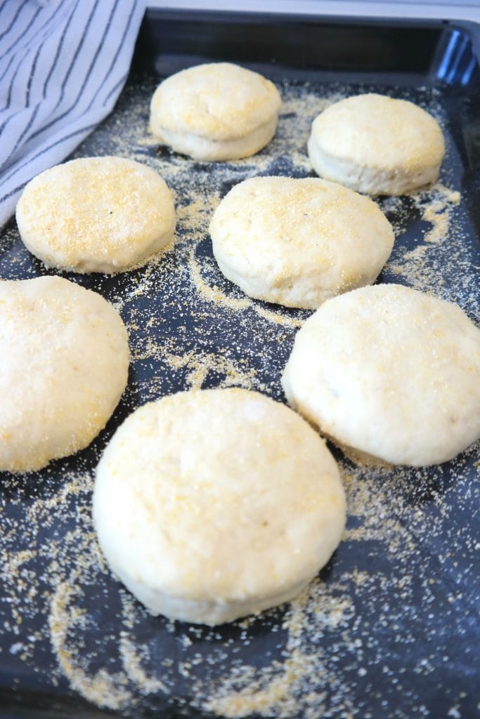 English muffins recipe - muffin dough ready to bake
