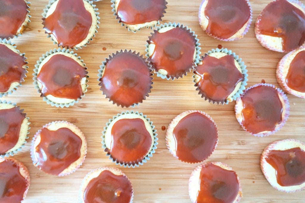 Cupcakes filled and topped with homemade creamy caramel sauce