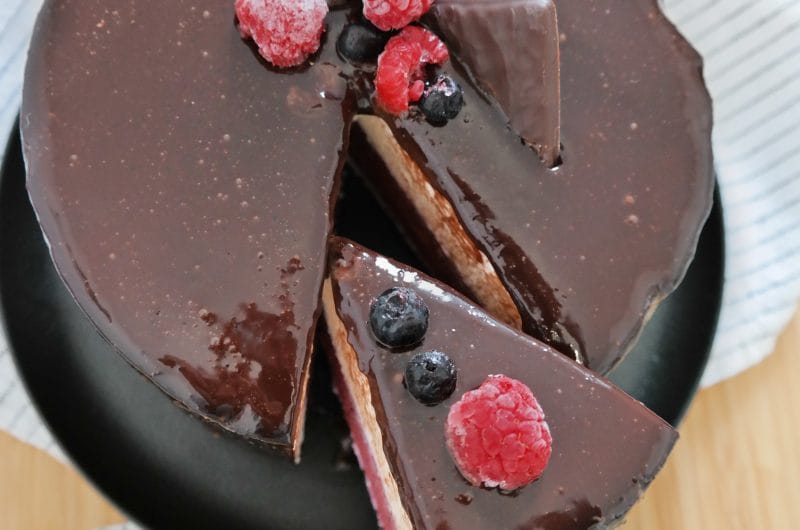 Mixed Berry Mousse Cake Recipe with Cocoa Mirror Glaze