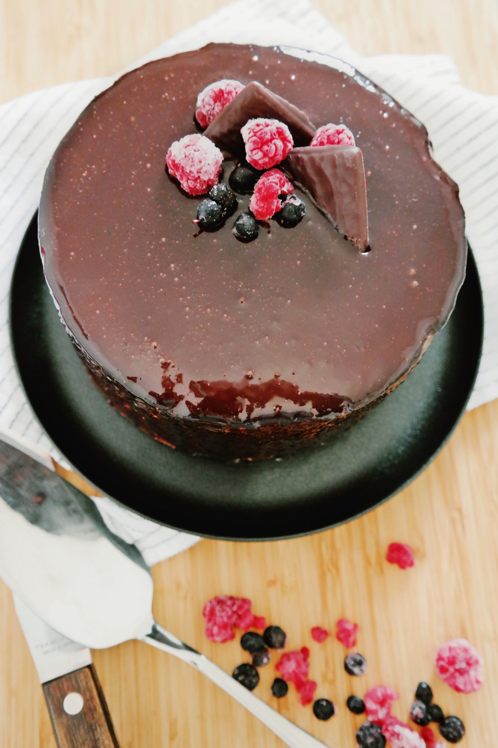 Homemade Berry and whiskey mousse cake