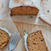 Pumpkin bread with chocolate topping and mascarpone frosting