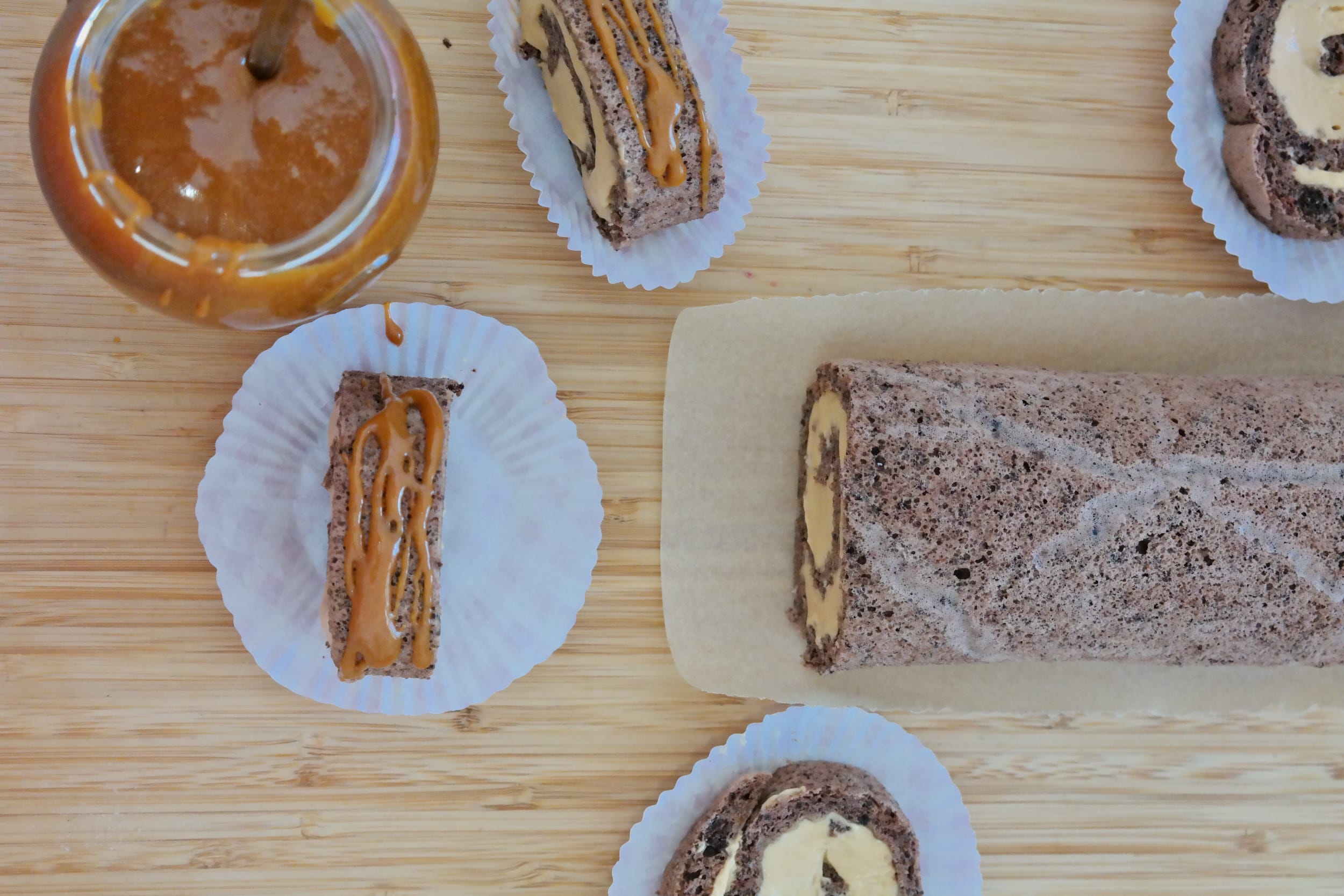 Caramel Roll Cake with Caramel Topping
