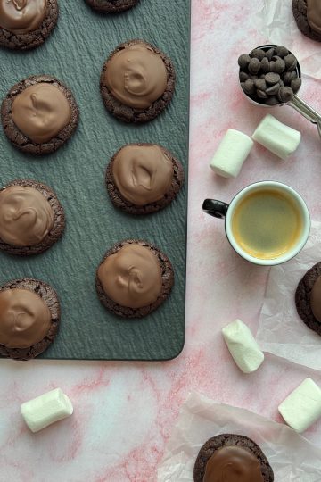 Cookies with hot cocoa and marshmallows