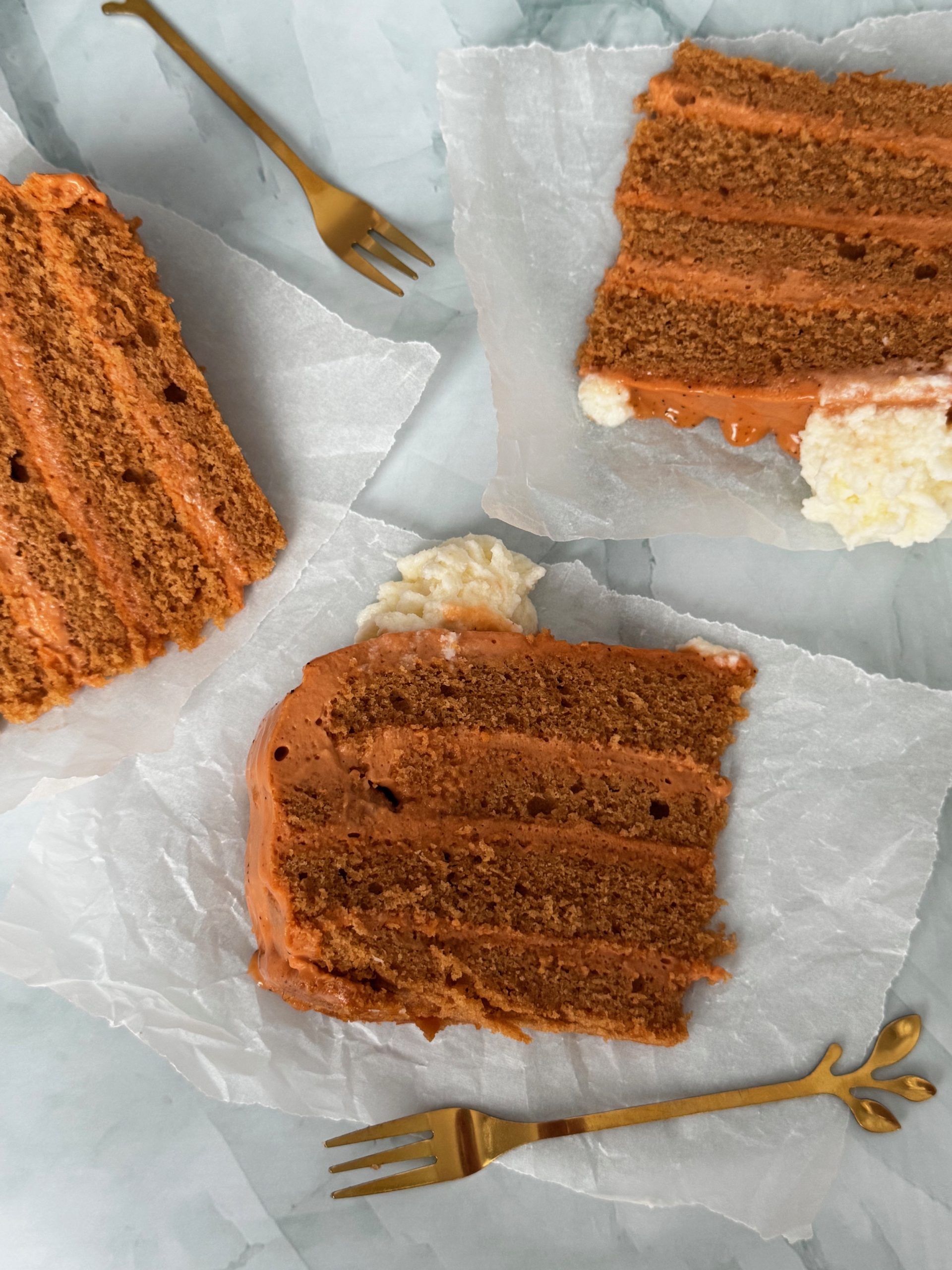 A slice of Thai tea cake