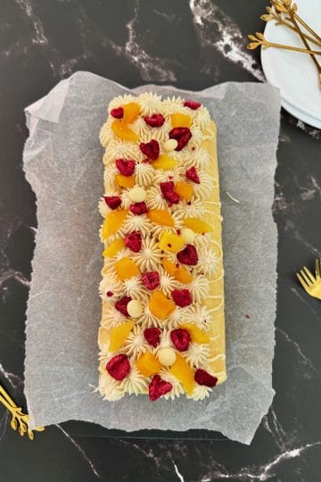 White Chocolate Tonka Ganache and Mango Roll Cake Recipe