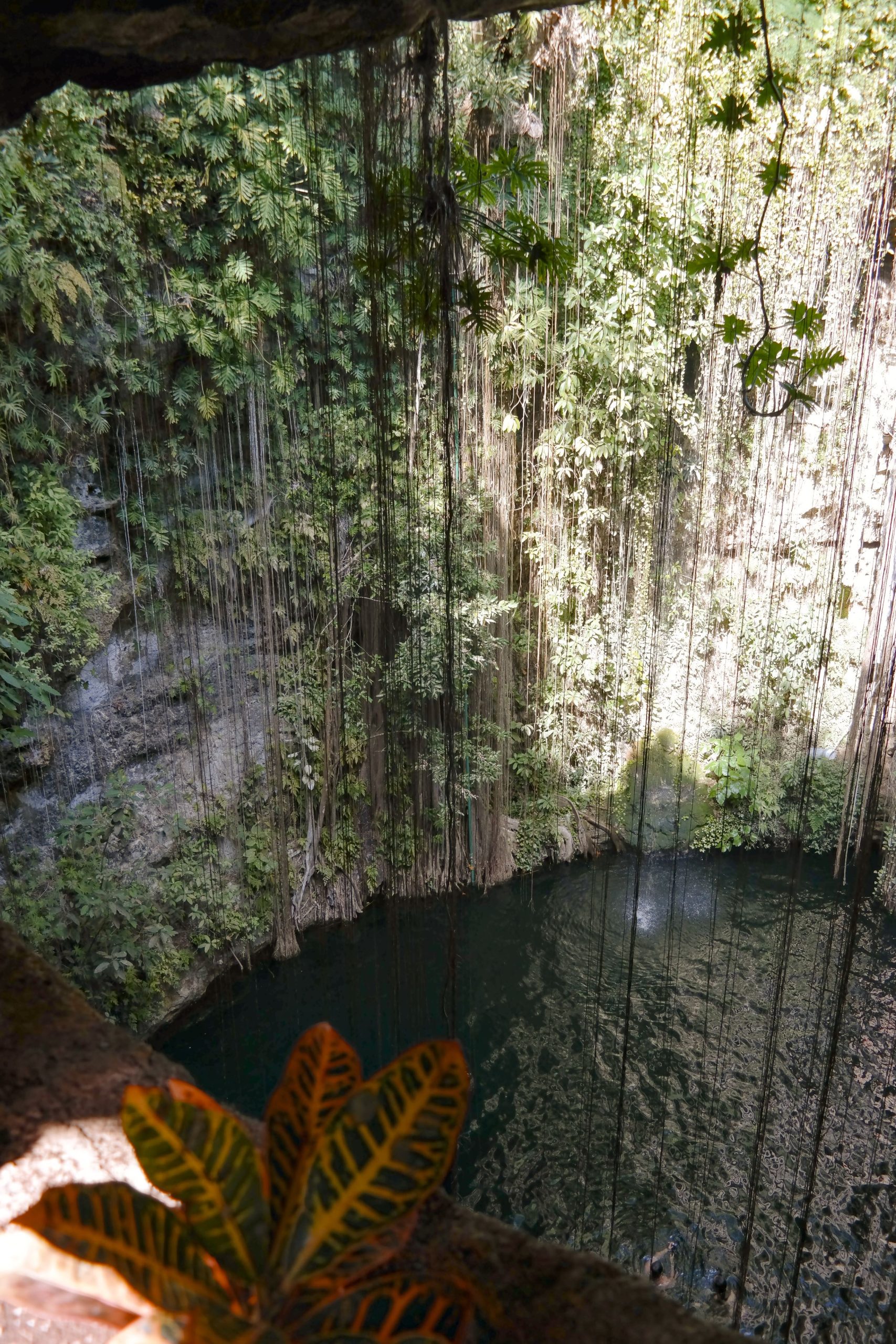 Vedere spectaculoasa de sus asupra Cenote Ik Kil in Yucatan