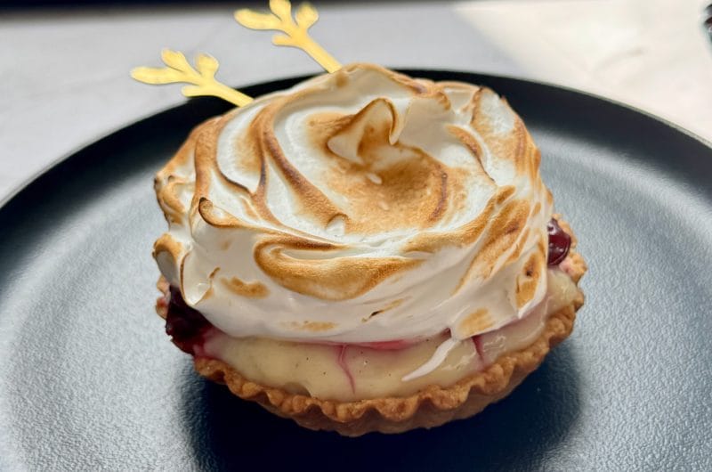 Mini Sour Cherry Tarts with Vanilla Pastry Cream and Italian Meringue