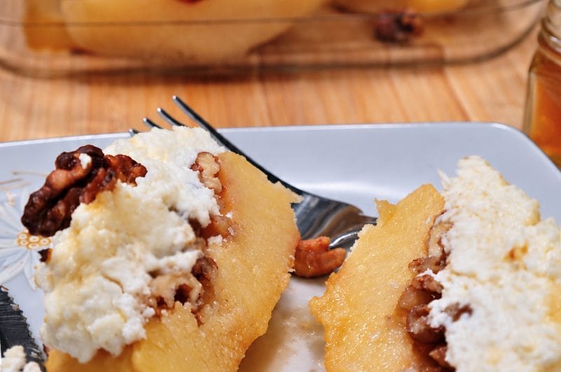 Baked Quince with Ricotta, Honey and Walnuts