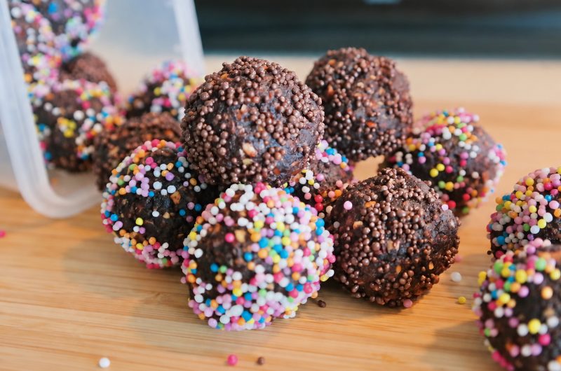 Chocolate Biscuit Balls with Nuts and Peanut Butter